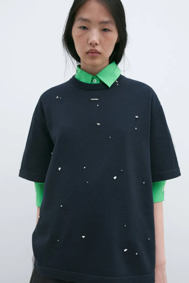 Merino Wool Beaded T-Shirt