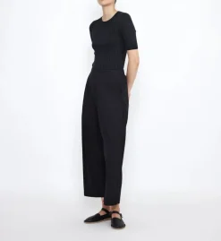 Mid Sleeves Ribbed Fine Knit