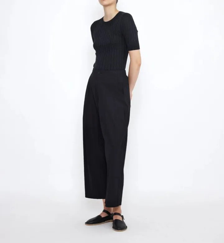 Mid Sleeves Ribbed Fine Knit