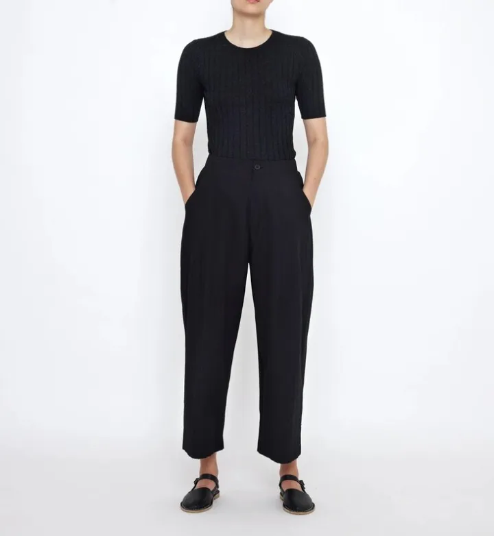Mid Sleeves Ribbed Fine Knit